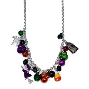 113 Disney Halloween Necklace with Silver Chain and Colorful Charms